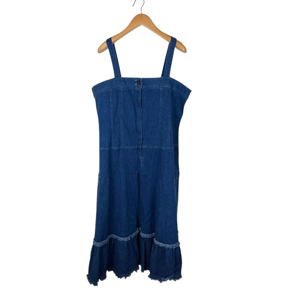 Vintage Roaman’s Women’s Size 22W Denim Jean Ruffle Dress Boho Cottagecore